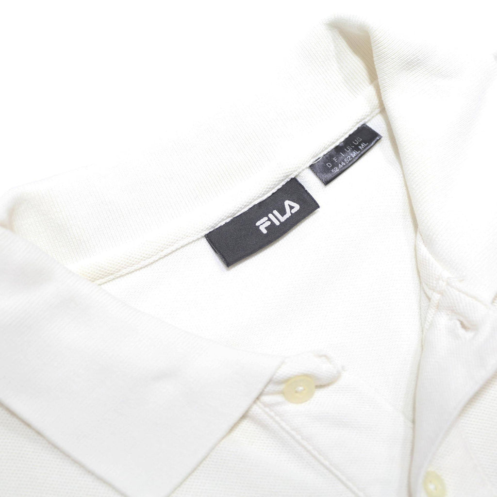 FILA Mens White Short Sleeve Plain Cotton Polo Shirt M Classic Fit