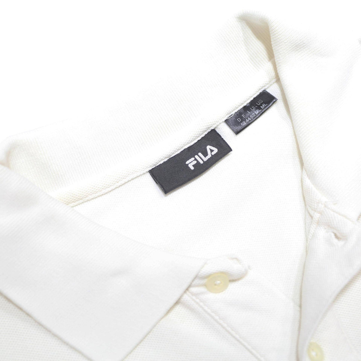 FILA Mens White Short Sleeve Plain Cotton Polo Shirt M Classic Fit