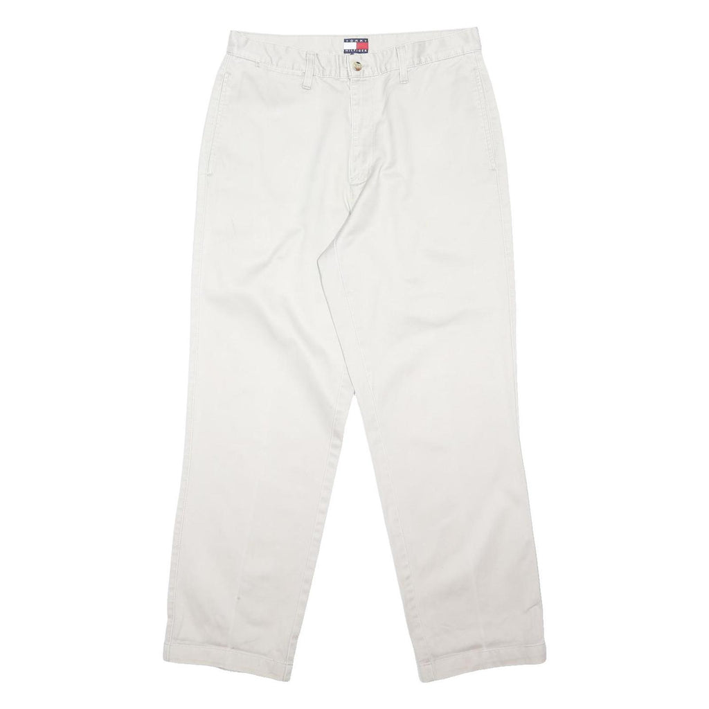 TOMMY HILFIGER Mens Cotton Blend White Regular Fit Button Trousers W32 L30