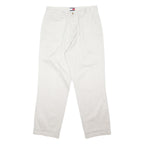 TOMMY HILFIGER Mens Cotton Blend White Regular Fit Button Trousers W32 L30