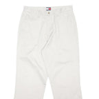 TOMMY HILFIGER Mens Cotton Blend White Regular Fit Button Trousers W32 L30