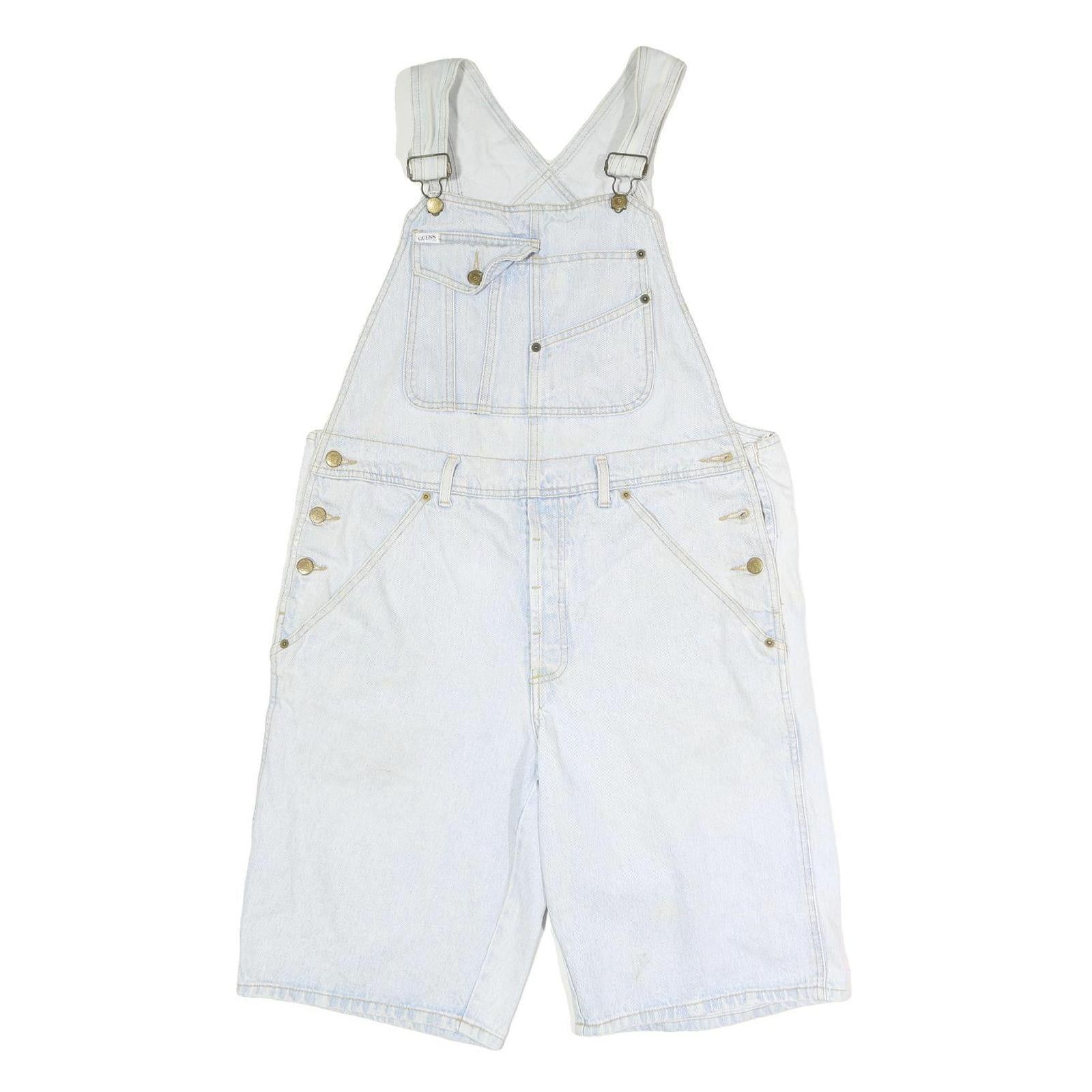 GUESS Womens Blue Denim Loose Cotton Blend Dungarees M W34 L11 Summer Casual