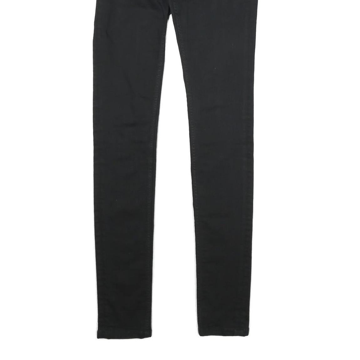 BURBERRY Womens Black Regular Skinny Denim Raw Jeans W26 L32 Stylish Zip Closure