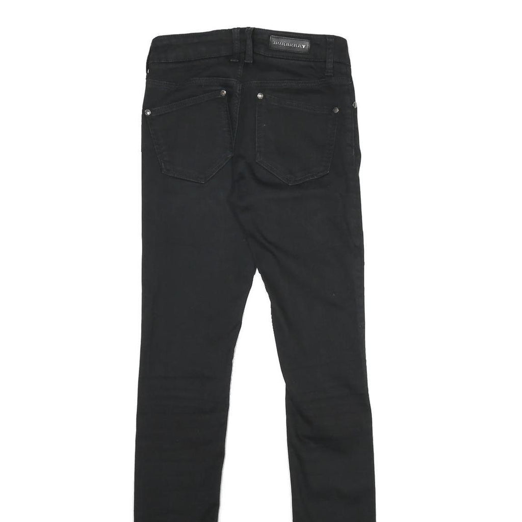 BURBERRY Womens Black Regular Skinny Denim Raw Jeans W26 L32 Stylish Zip Closure
