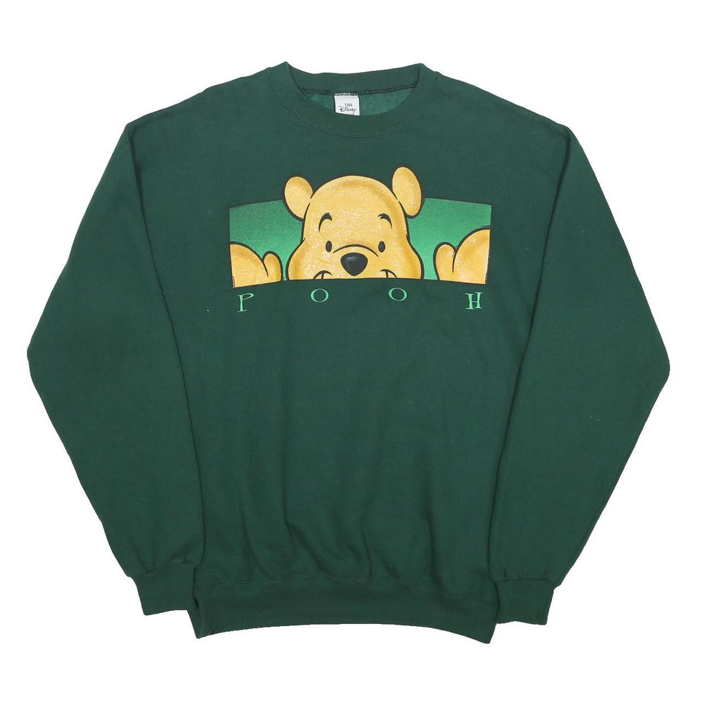 DISNEY Mens Green Pooh Crew Neck L Cotton Blend Sweatshirt Pullover Casual