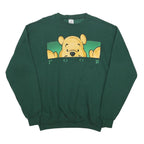 DISNEY Mens Green Pooh Crew Neck L Cotton Blend Sweatshirt Pullover Casual