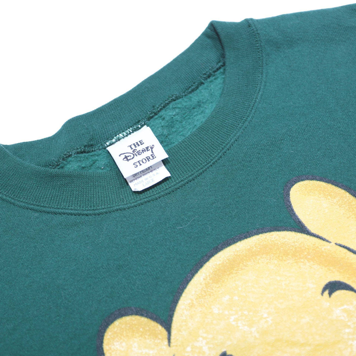 DISNEY Mens Green Pooh Crew Neck L Cotton Blend Sweatshirt Pullover Casual