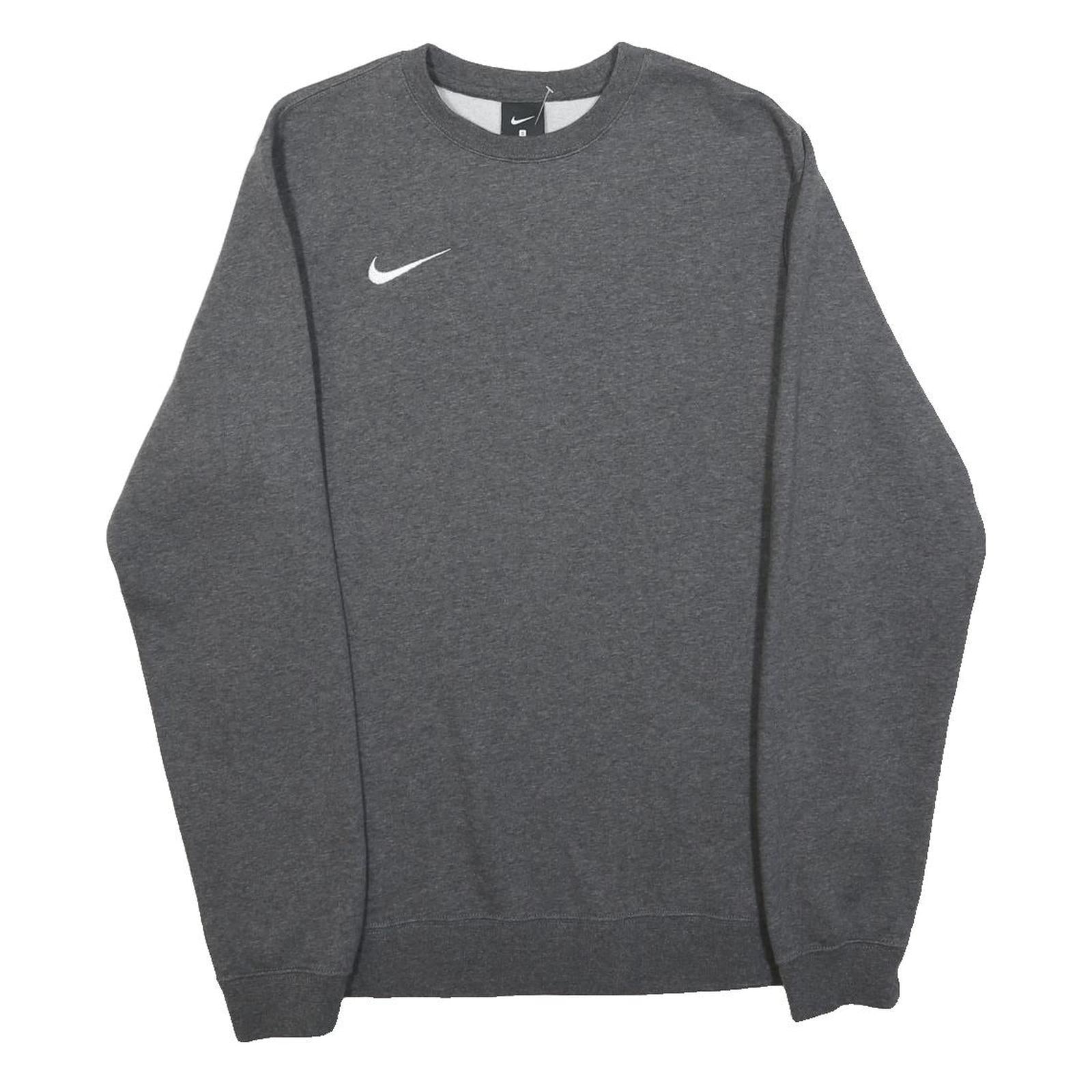 NIKE Womens Grey Sweatshirt Crew Neck S Cotton Blend Pullover Sports Casual