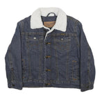 WRANGLER Boys Blue Denim Sherpa Collar Jacket S Cotton Button Closure