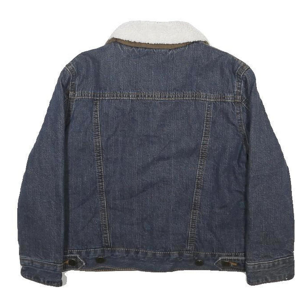 WRANGLER Boys Blue Denim Sherpa Collar Jacket S Cotton Button Closure