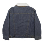 WRANGLER Boys Blue Denim Sherpa Collar Jacket S Cotton Button Closure