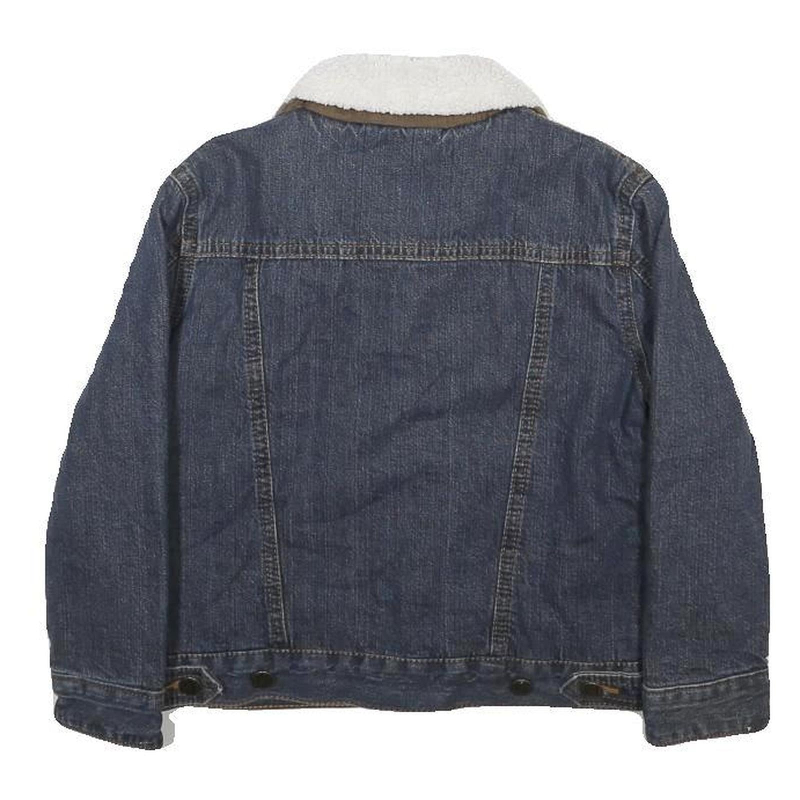 WRANGLER Boys Blue Denim Sherpa Collar Jacket S Cotton Button Closure