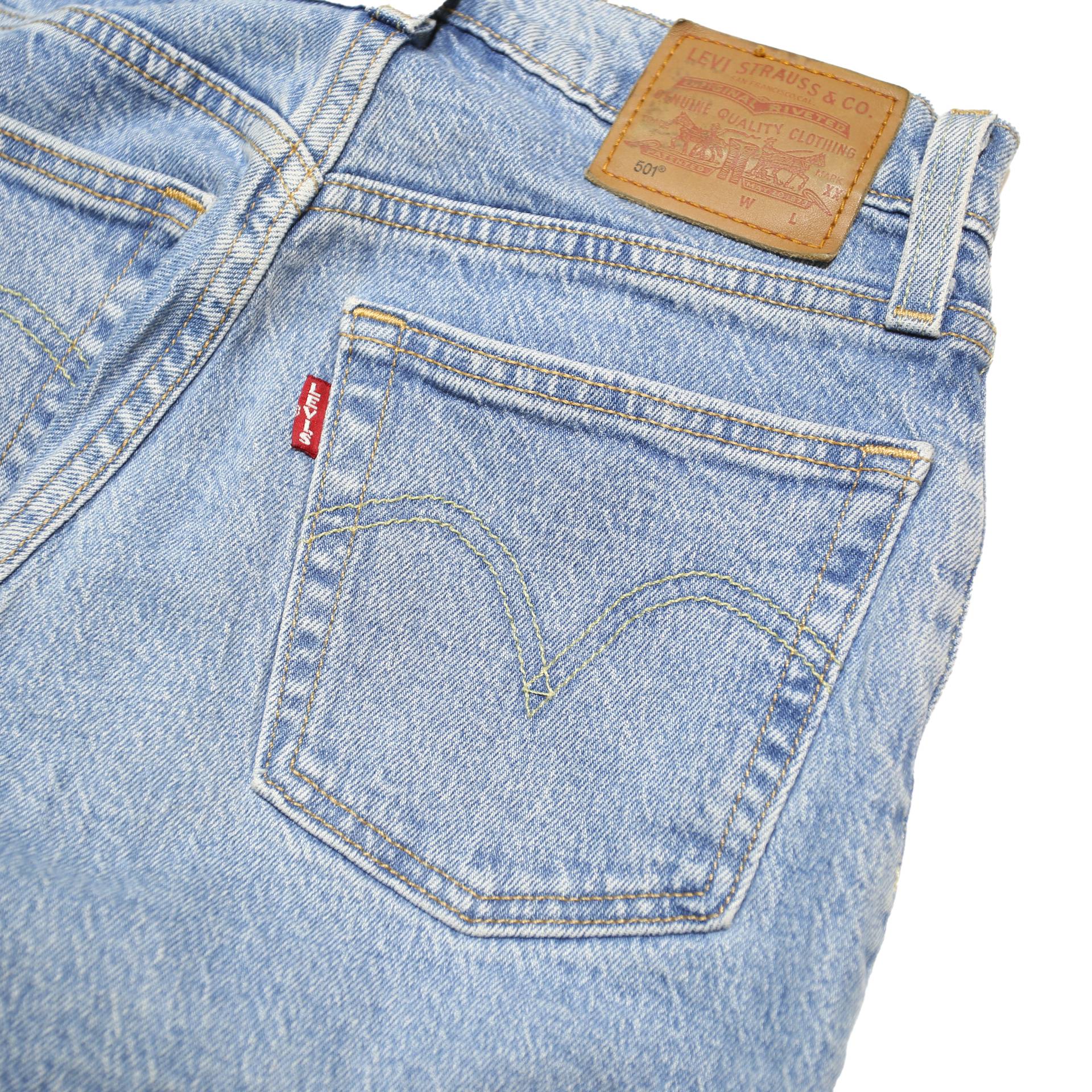 LEVI'S 501 BIG E Womens Jeans Blue Regular Straight Denim Light W23 L26 Button