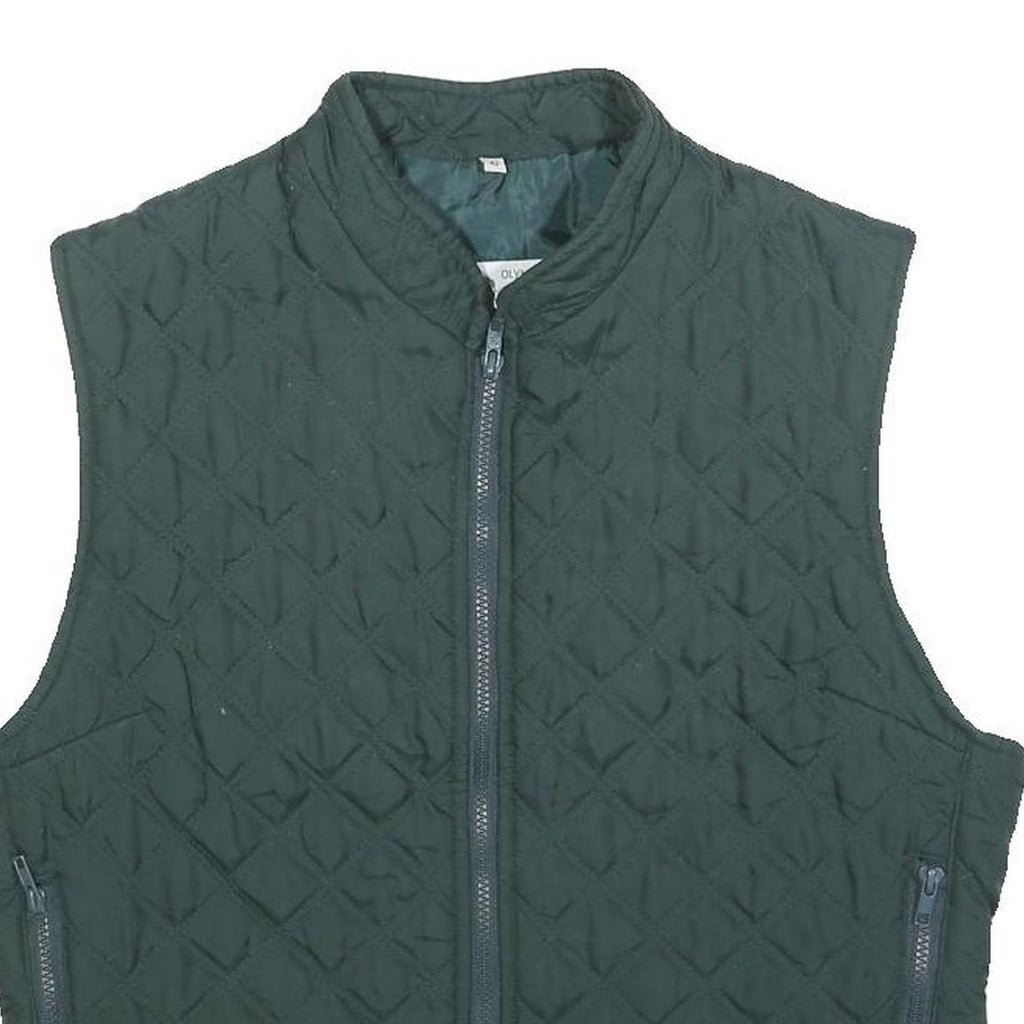 OLYMPIA Womens Green Quilted Zip Vest M Polyester Blend Stylish Outdoor