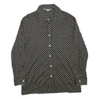 SIEGRIST Womens Black & Beige Geometric Rayon Shirt S Long Sleeve Button
