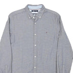 TOMMY HILFIGER Mens Blue Button Down Shirt M Cotton Blend Classic Fit Casual