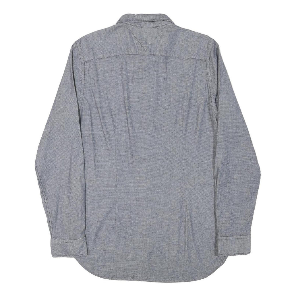 TOMMY HILFIGER Mens Blue Button Down Shirt M Cotton Blend Classic Fit Casual