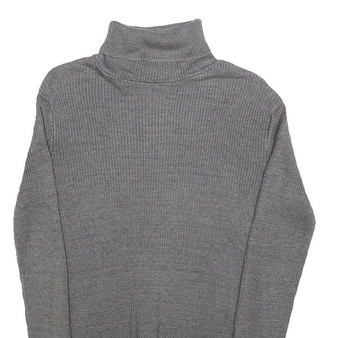 PARIS COPE Womens Grey Plain Pullover Roll Neck Basic Knit S Lightweight Jumper