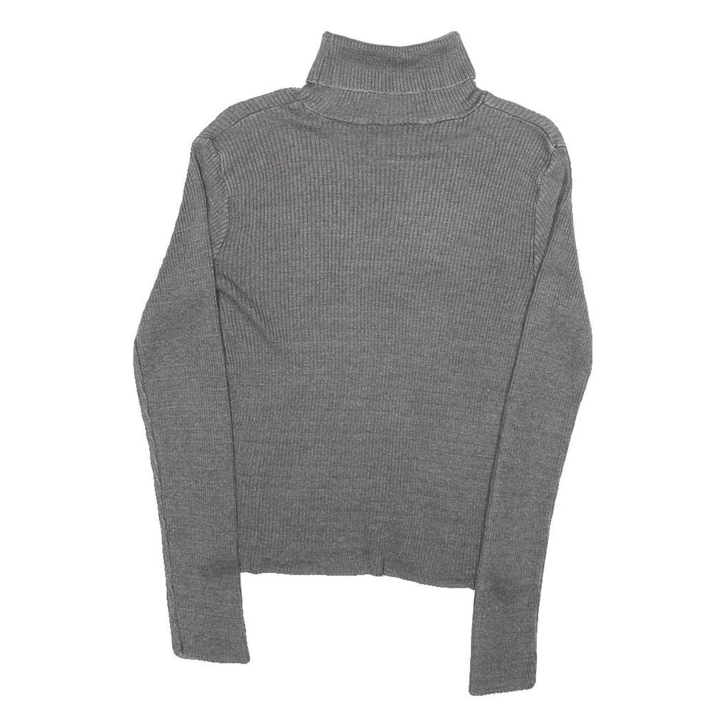 PARIS COPE Womens Grey Plain Pullover Roll Neck Basic Knit S Lightweight Jumper