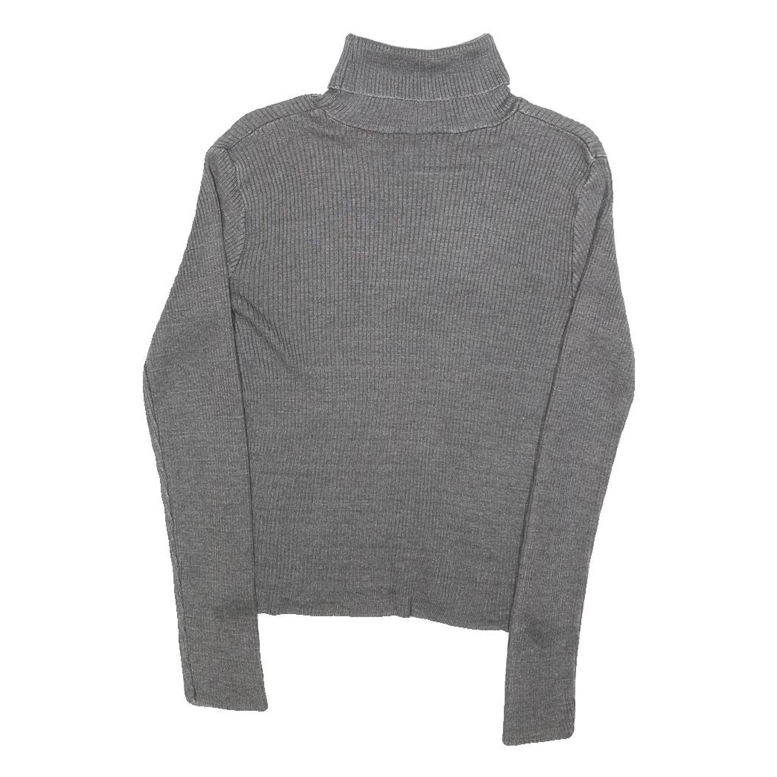 PARIS COPE Womens Grey Plain Pullover Roll Neck Basic Knit S Lightweight Jumper