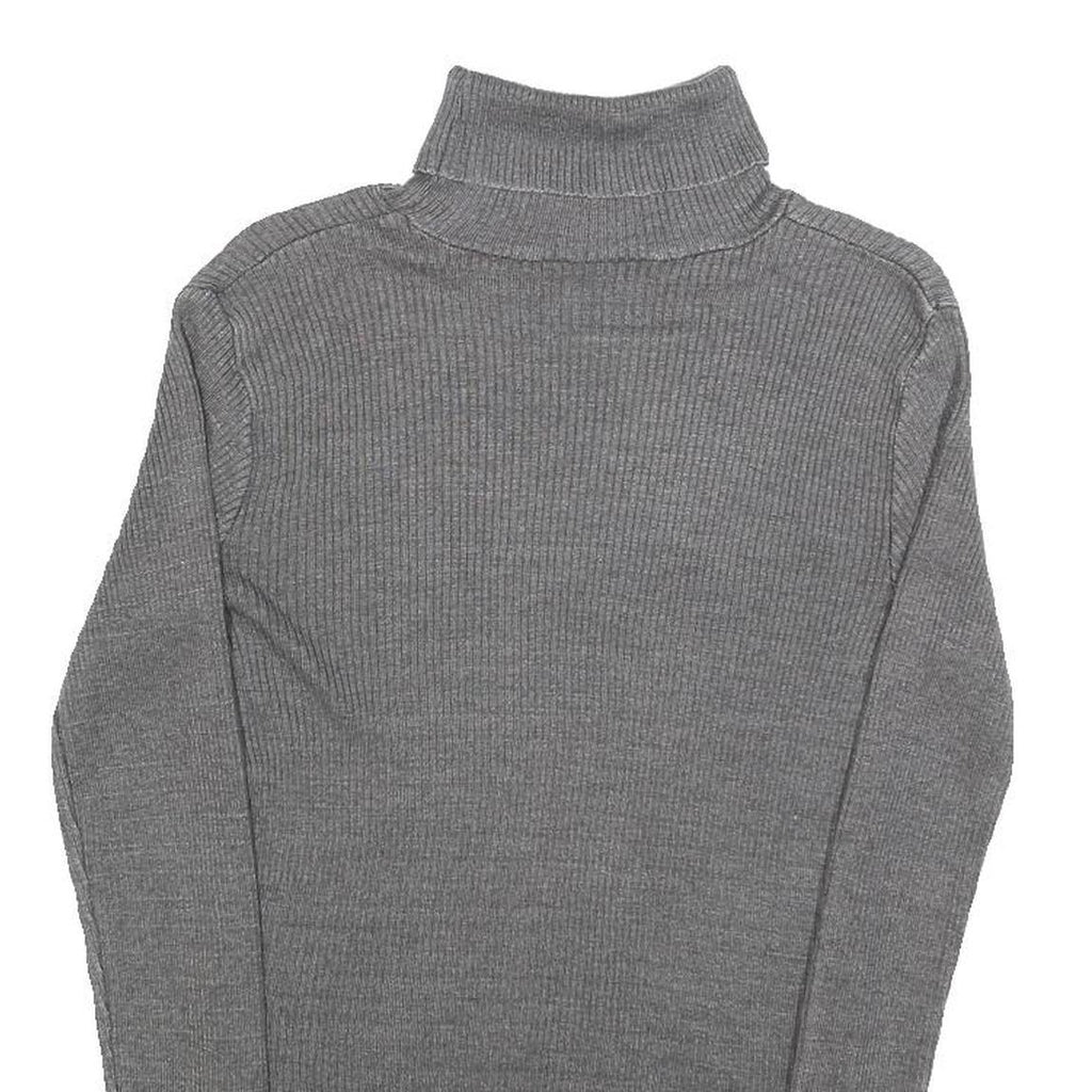 PARIS COPE Womens Grey Plain Pullover Roll Neck Basic Knit S Lightweight Jumper