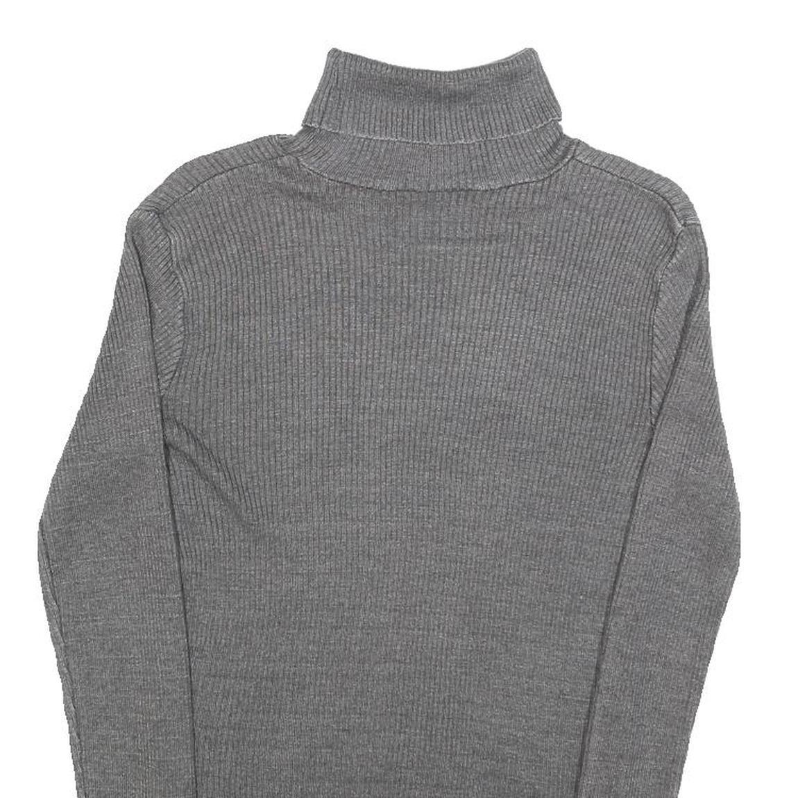 PARIS COPE Womens Grey Plain Pullover Roll Neck Basic Knit S Lightweight Jumper