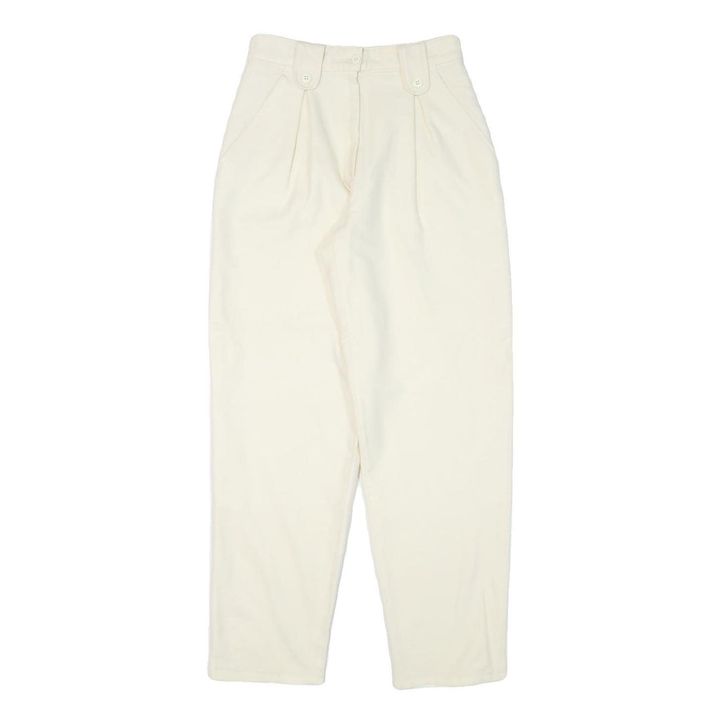 Womens Relaxed Fit Wool Cream Trousers W25 L28 Zip Closure Plain