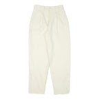 Womens Relaxed Fit Wool Cream Trousers W25 L28 Zip Closure Plain
