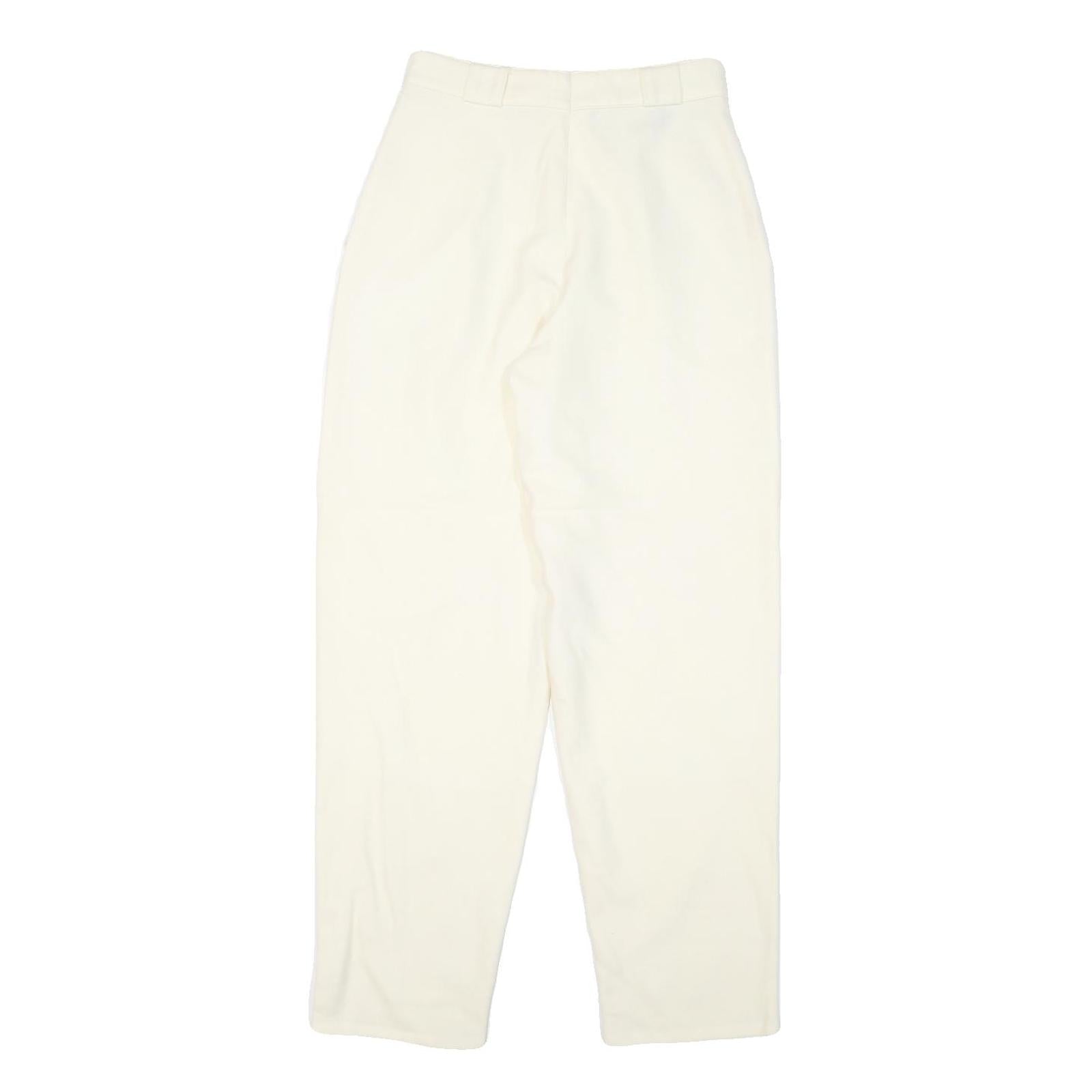 Womens Relaxed Fit Wool Cream Trousers W25 L28 Zip Closure Plain