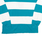 STEEPLECHASE Womens Blue & White Rugby Stripe Collared L Sweatshirt