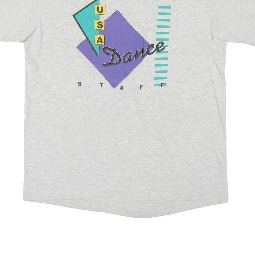 ANVIL Mens White Graphic T-Shirt XL Short Sleeve Crew Neck USA Dance Staff