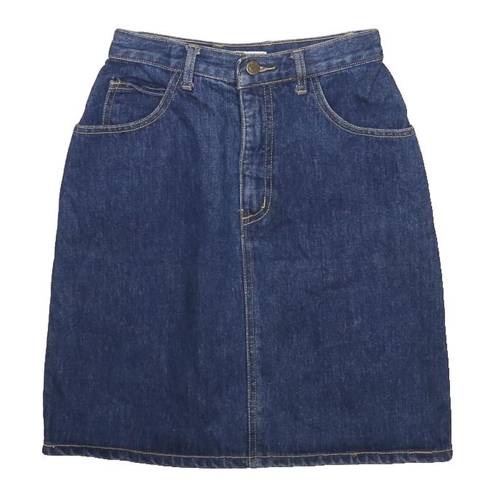 GUESS Womens Blue Denim Straight Knee Length Cotton Skirt S Casual Pocketed