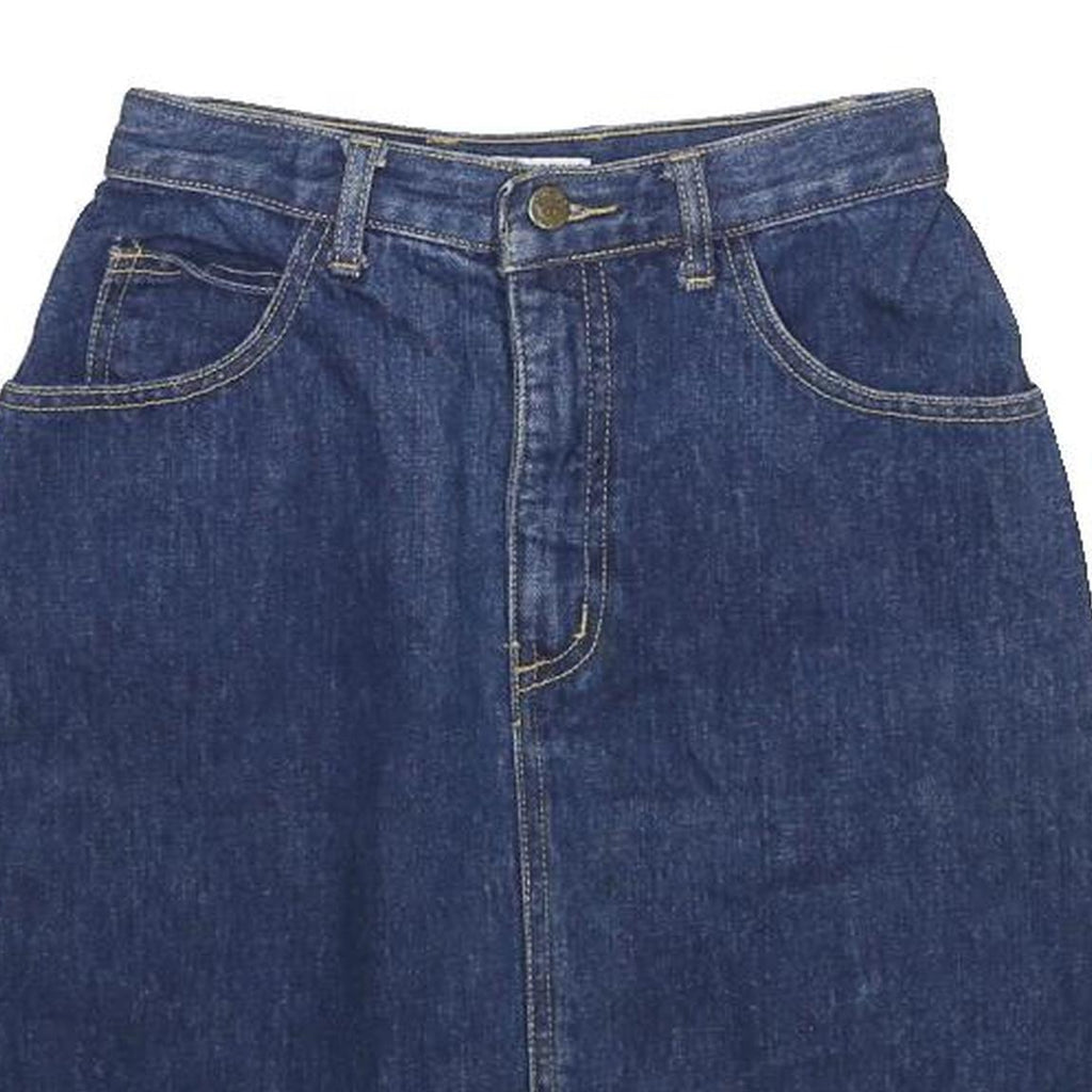 GUESS Womens Blue Denim Straight Knee Length Cotton Skirt S Casual Pocketed
