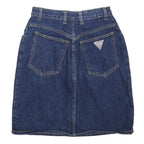 GUESS Womens Blue Denim Straight Knee Length Cotton Skirt S Casual Pocketed