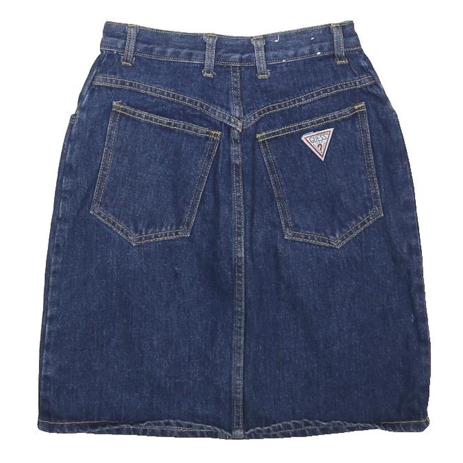 GUESS Womens Blue Denim Straight Knee Length Cotton Skirt S Casual Pocketed