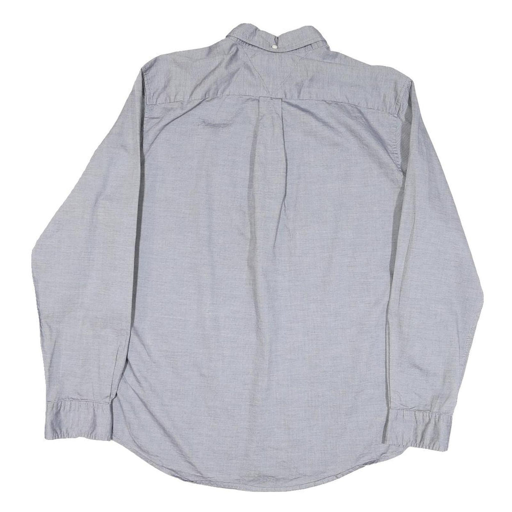 TOMMY HILFIGER Mens Grey Button-Down Cotton Blend Shirt L Casual Comfort