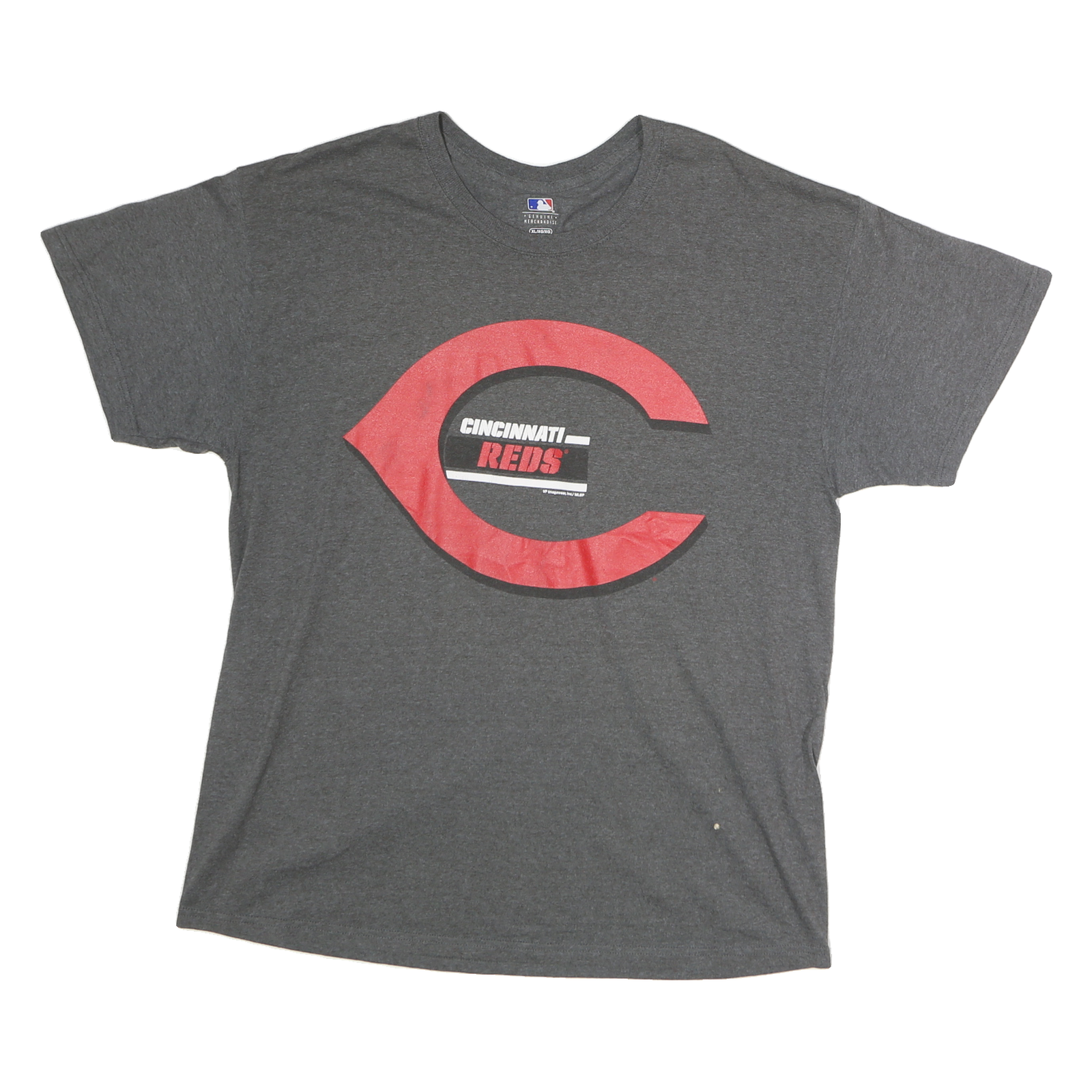 MERCHANDISE Mens Grey Cincinnati Reds Graphic T-Shirt XL Short Sleeve Crew Neck