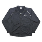 REEBOK Mens Black Track Jacket L Polyester Zip Plain Sportswear Athletics