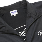 REEBOK Mens Black Track Jacket L Polyester Zip Plain Sportswear Athletics