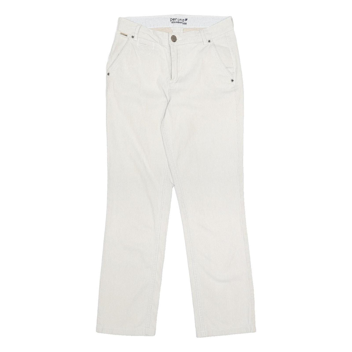 PER UNA Womens Cotton Blend Slim White Slim Straight Leg Trousers W27 L26