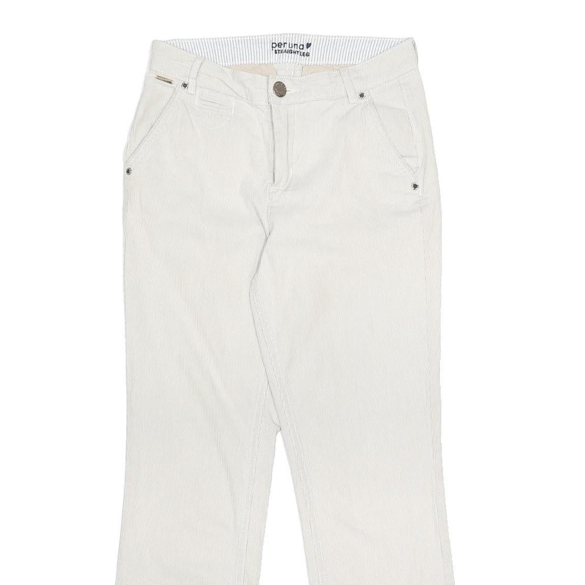 PER UNA Womens Cotton Blend Slim White Slim Straight Leg Trousers W27 L26