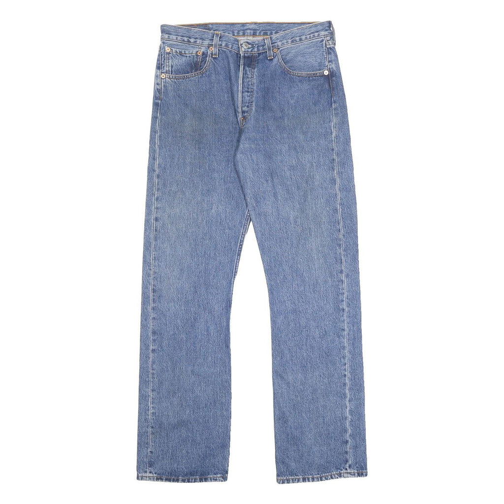LEVI'S 501 Mens Jeans Blue Regular Straight Denim Medium W32 L32 Classic Button