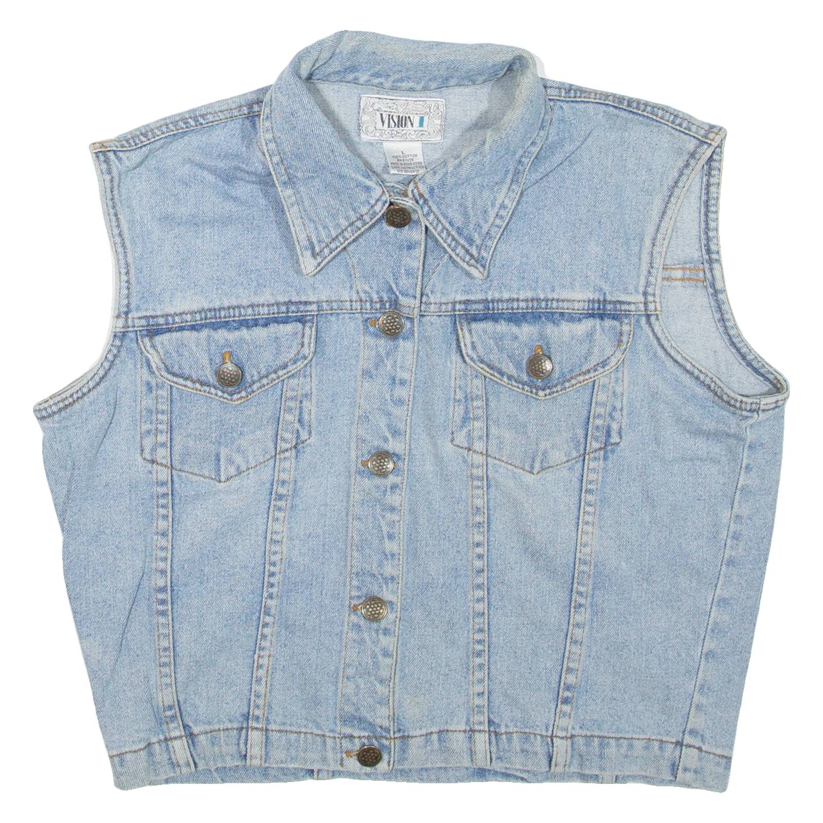 VISION Cropped Womens Denim Gilet Blue L
