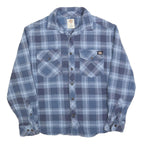 DICKIES Mens Blue Check Shirt S Long Sleeve Button Cotton Blend Workwear