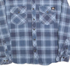 DICKIES Mens Blue Check Shirt S Long Sleeve Button Cotton Blend Workwear
