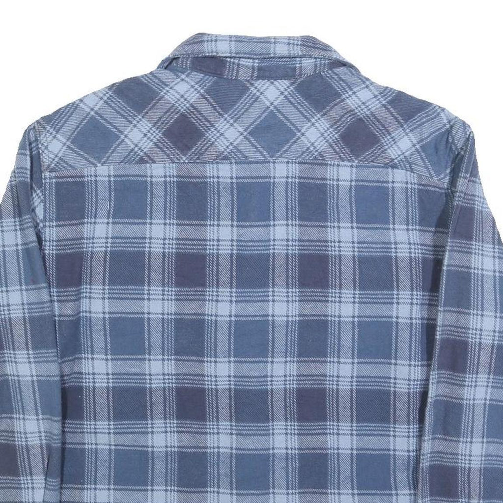 DICKIES Mens Blue Check Shirt S Long Sleeve Button Cotton Blend Workwear