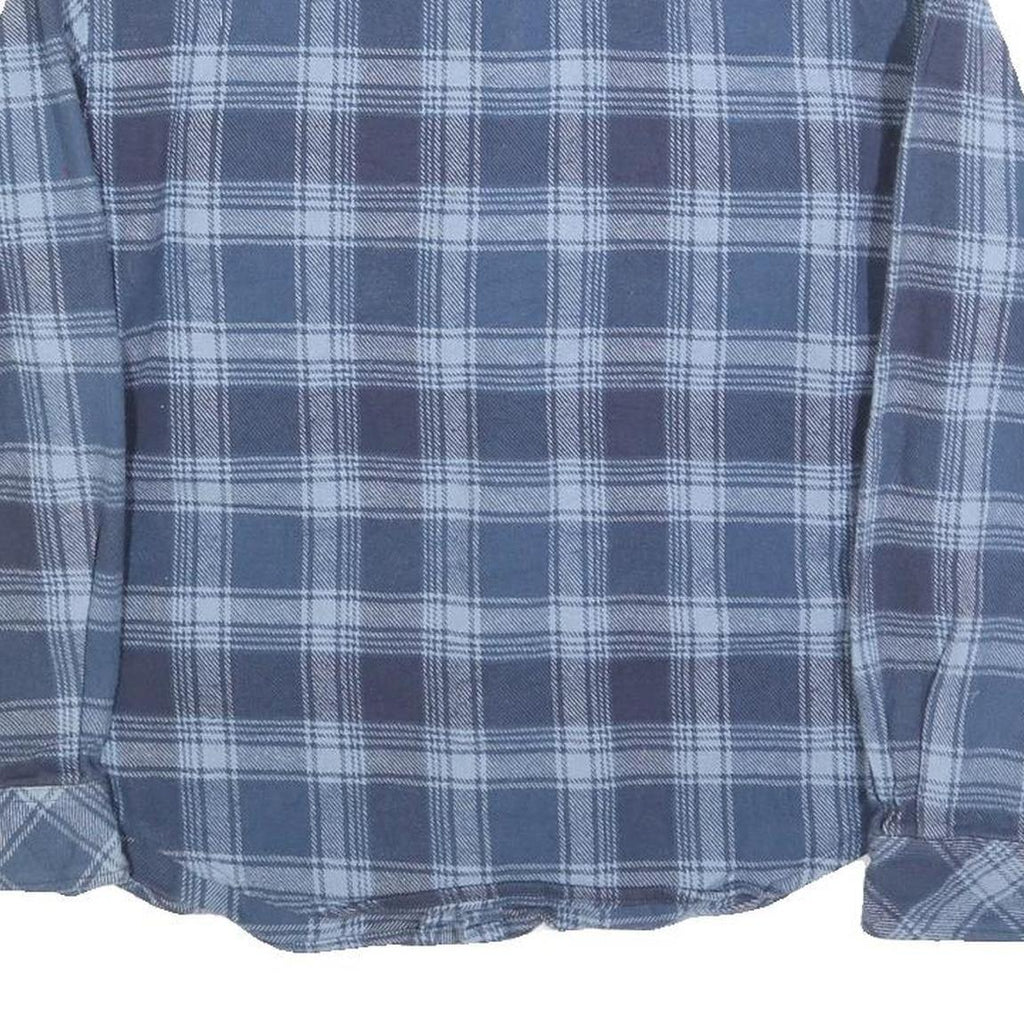 DICKIES Mens Blue Check Shirt S Long Sleeve Button Cotton Blend Workwear