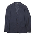 BURBERRY Womens Blue Wool Tailored Jacket S Plain Classic Button Closure
