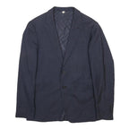 BURBERRY Womens Blue Wool Tailored Jacket S Plain Classic Button Closure