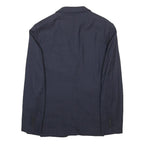 BURBERRY Womens Blue Wool Tailored Jacket S Plain Classic Button Closure